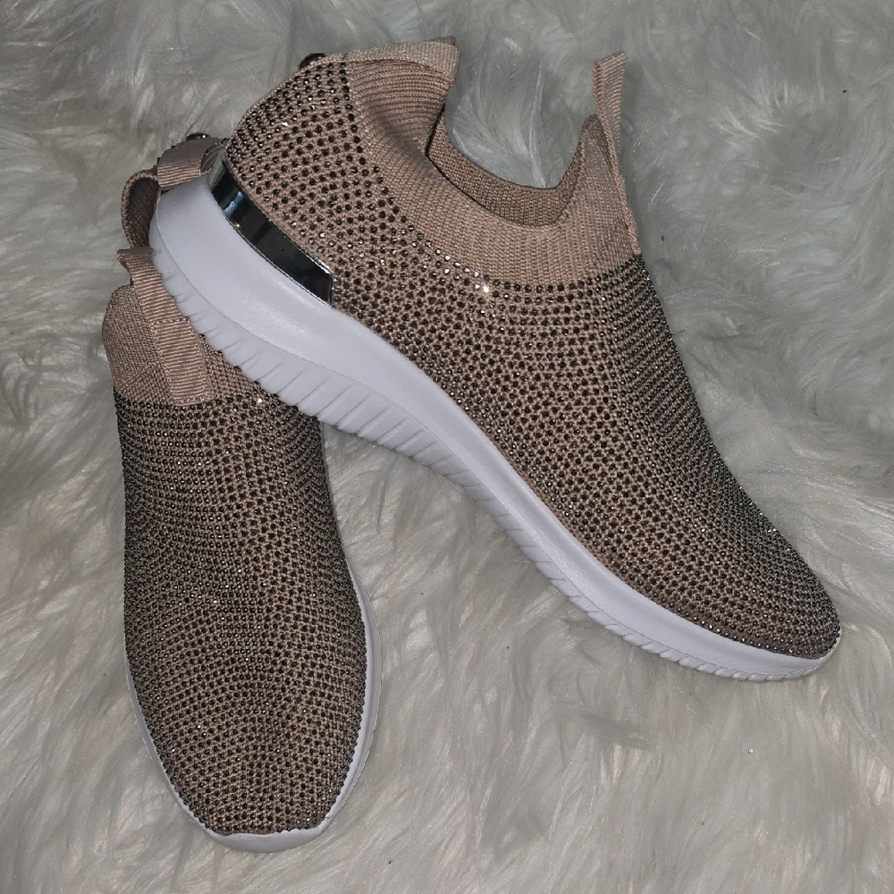 Anne Klein Sparkling Tan Slip-On Sneakers